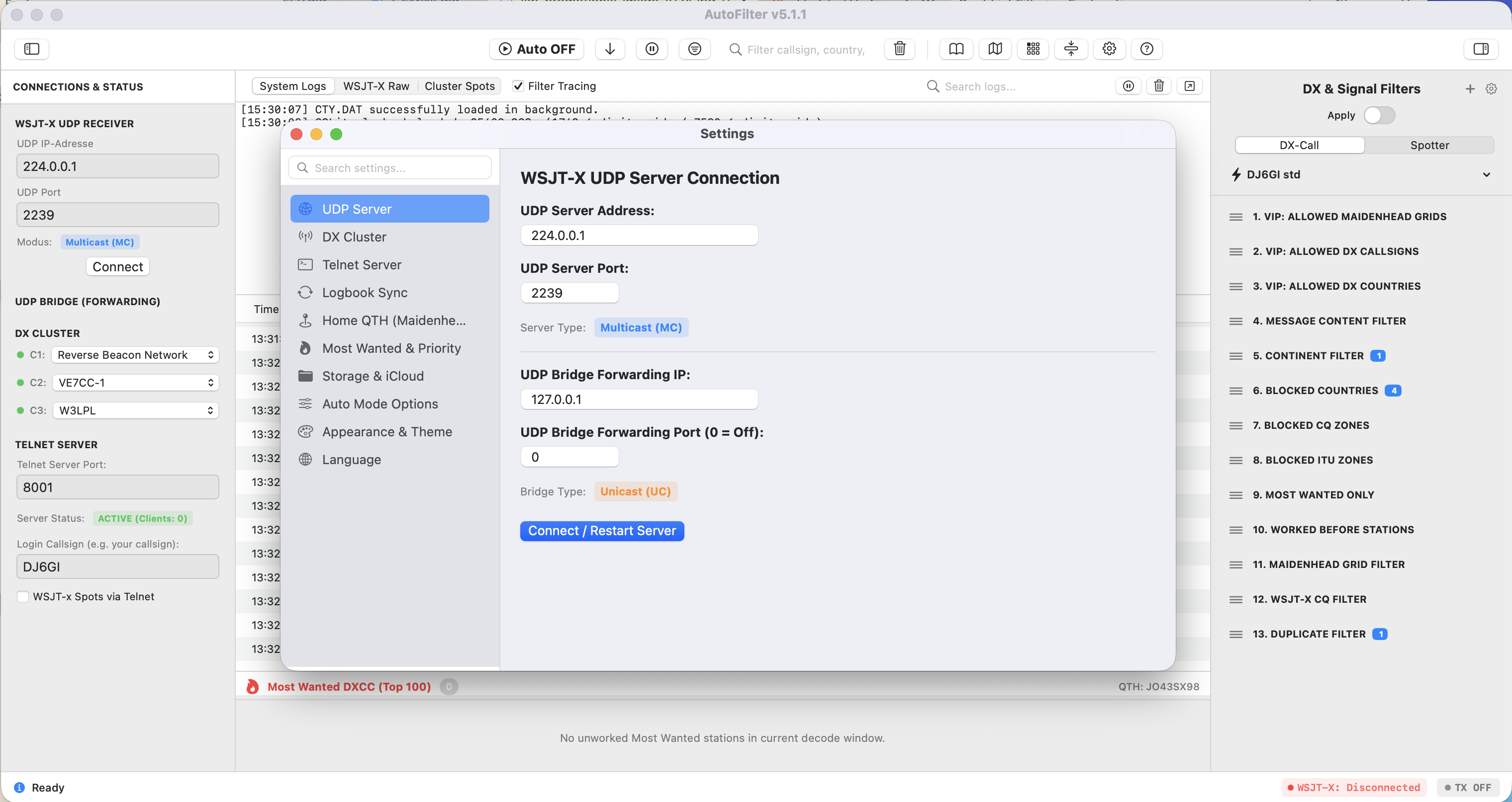 AutoFilter Einstellungen Screenshot